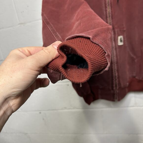 Vintage Carhartt Quilted Hooded Active Jacket “Brick Red” - Picture 5 of 12